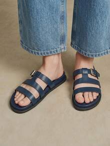Solecia Men's Fashion Black Comfortable Flat Beach Sandals Men's - Blue - View 9