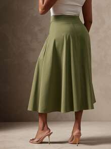 Vixey Lightweight Woven Gathered High Waist Skirt, Resort Wear, Beach To Dinner, Resort Chic, Vacation Ready, Cruise , Vacation - Green - View 5