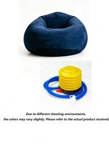 1pc Soft Flocked Inflatable Sofa, Single Folding Lazy Sofa For Home Bedroom - Multicolor - View 12