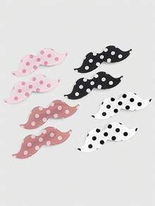 ROMWE Anime 8件組可愛波點鬍鬚髮夾，瀏海與碎髮夾，甜美酷感髮飾，適合返校季、音樂祭與日常配戴 - 波點1 - 查看 6