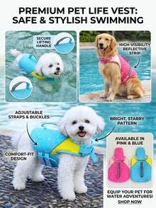 PETSIN Ropa de baño de verano ligera y fina con estampado minimalista de huella de pata de cachorro, estilo deportivo. Puede usarse para caminar al aire libre, correa, chaleco salvavidas para mascotas y traje de baño para perros grandes en Europa y América. - Multicolor - Ver 2