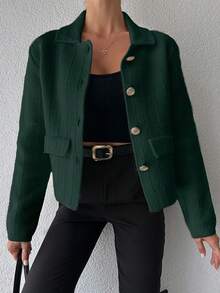 EURMUSE Women's Solid Color Single-Breasted Drop Shoulder Long Sleeve Knit Cardigan,Petite Cardigans,Cardigans - Green - View 5