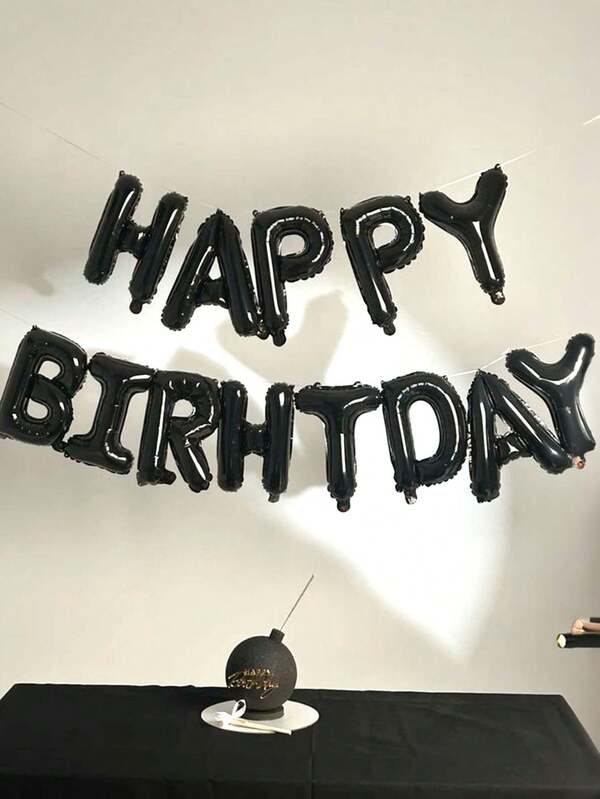 MINKOJA MINKOJA 1 pieza/13 piezas/Set Globos con letras de pancarta de Feliz Cumpleaños de 16 pulgadas, colores negro, plata, blanco, marrón, crema, selección de colores dopamina para decoración de cumpleaños temática, decoración de fiesta de cumpleaños para hombres y mujeres, decoración de fiesta en casa, fondo de habitación (Incluye: tubo de inflado & cuerda)
