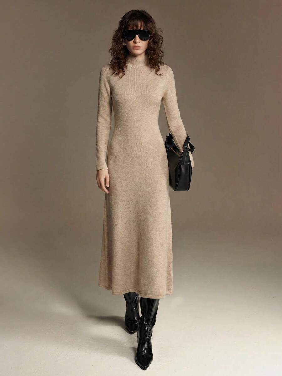 Ontre Women's Day Beach Holiday Country Style Country Concert 2026 New Wool Blend Cinched Waist Slim Fit Knit Dress, Urban Commute Business Casual Elegant Valentine's Day Party Gathering