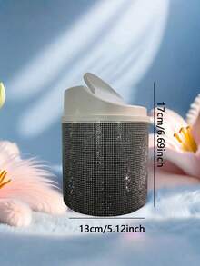 1PC Diamond-Encrusted Trash Can, Suitable For Dressing Table, Bedroom And Study, With A Rotating Lid Design For Desktop Use. - Multicolor - View 13