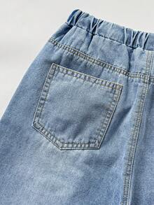 Celana Pendek Denim Hitam Bermotif Laba-laba Gaya Kasual Fashion Y2k Vintage Keren untuk Anak Laki-Laki Remaja, Cocok untuk Sehari-hari - Biru - View 6