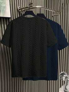 Manfinity Homme Men's 2pcs Knit Casual T-Shirts - Multicolor - View 2