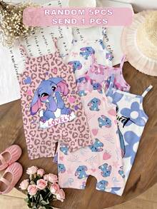 Baby Girl Casual Cartoon Pattern Suspender Romper, Suitable For Spring And Summer - Multicolor - View 9