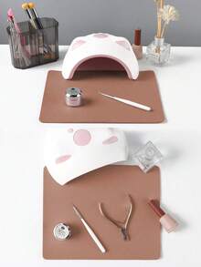 Waterproof And Durable Nail Art Table Mat, Made Of Waterproof And Soft PU Leather, Designed For Studio Tabletops And Foldable Nail Art Armrests. Ideal For Nail Artists In Salons And For Home Use. - brick red - View 6
