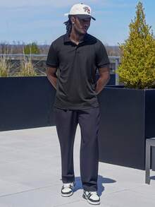 Harrin Don Harrin Don Men's Solid Color Short Sleeve Casual/Business Polo Shirt - Black - View 7