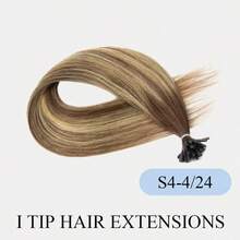 14-18吋 30G I-Tip 接髮，真人髮接髮，S4-4/24色，角蛋白 I-Tip 接髮，隱形 I-Tip 接髮，冷融合，增加髮量與長度，適合日常佩戴、派對或婚禮，理想用於節慶髮型、Cosplay 或假日造型 - S4-4/24 - 查看 20