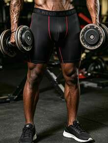 Gym Rark Men's Letter Waistband Athletic Compression Shorts - Black - View 4
