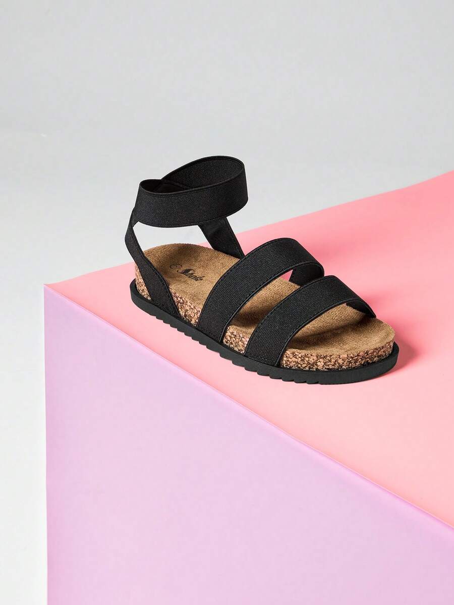 Mini mi Children's Flat Sandals Casual Versatile Simple Vacation Beach - Black - View 1