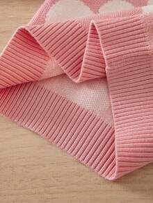SHEIN Playful Pals 女嬰秋冬時尚休閒可愛圖案提花針織長袖上衣與長褲套裝 - 粉色 - 查看 6