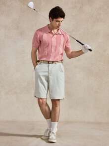 Courvante Men's Solid Color Casual Shorts With Pockets And Belt Loops - Light Grey - View 2