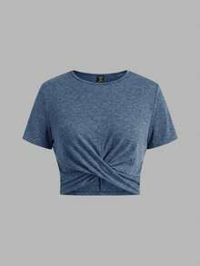SHEIN Essnce Curve 夏季休閒 Y2K 外出上衣 度假風 黑色條紋短袖短版 T-shirt 2 件組 - 彩色 - 查看 3