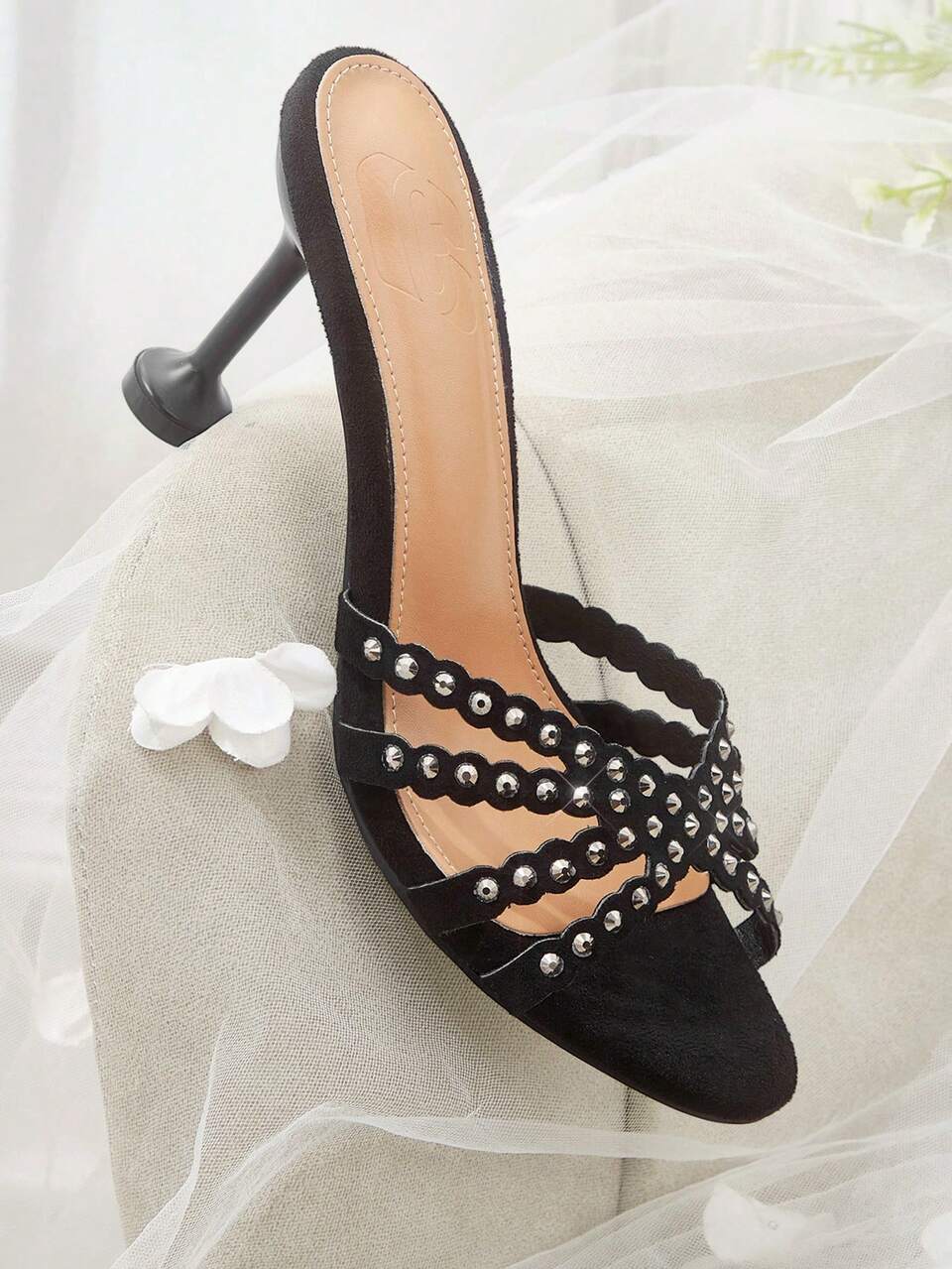 CUCCOO HITCHD Women's New Fashion Suede Rhinestone Open-Toed Round Toe Sexy Stiletto Sandals, Elegant Temperament, Comfortable And Advanced