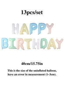 MINKOJA 1件/13件組 16英吋 Happy Birthday 生日橫幅字母氣球，黑色、銀色、白色、棕色、奶油色多巴胺配色可選，適用主題生日裝飾、男女生日派對裝飾、居家派對背景與房間佈置（含吹氣管與繩子） - Dopamine - 查看 5