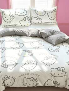 HELLO KITTY AND FRIENDS | SHEIN 3件組可愛卡通印花被套組，磨毛材質，柔軟保暖，多尺寸可選，適用單人床/雙人床/加大雙人床/特大雙人床 - 米白色 - 查看 2