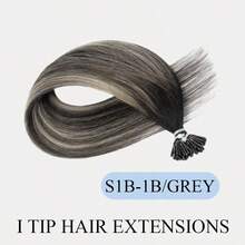 14-18吋 30G I-Tip 接髮，S1B-1B/灰色，舒適佩戴 I-Tip 真人接髮，長直髮，隱形絲滑直髮，適合日常佩戴、派對、婚禮，理想的節慶髮型、Cosplay 或假日造型，萬聖節聖誕禮物 - S1B-1B/GREY - 查看 19