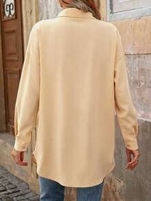 SHEIN Clasi Casual Versatile Commute Solid Color Shirt - Apricot - View 2