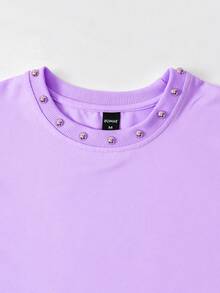 ROMWE MEN Camiseta sin mangas holgada con remaches casual de verano para hombre - Morado - Ver 2