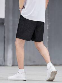 EGENSIO Men's Fashion Versatile Casual Pocket Button Denim Shorts Holiday Black Summer - Dark Grey - View 2