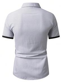 Manfinity Mode Men's Plus Size Summer Casual All-Over Print Front Button Short Sleeve Shirt, Formal - Black and White - View 2