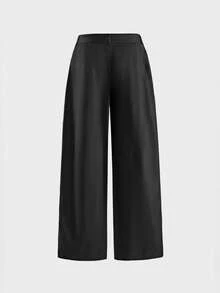 AXEPEAK Pantalones anchos de pierna suelta con diseño deconstruido de unicolor para hombres - Negro - Ver 2