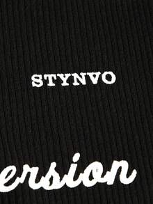 STYNVO 男士字母印花短袖休閒 Polo 衫 - 黑色 - 查看 5