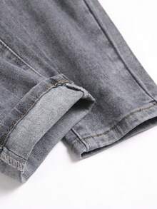Manfinity LEGND Jeans de mezclilla casuales versátiles de corte slim desgastados para hombre - Gris - Ver 6