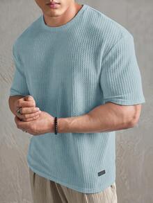 Manfinity BRENVOR Loose Fit Men's Solid Waffle Knit Tee - Green - View 4