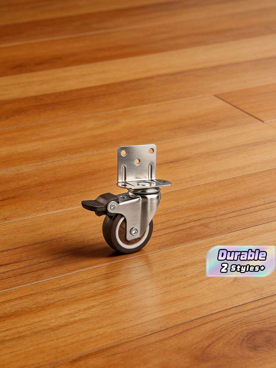 Four L-Shaped Swivel Wheels, 1.25-Inch, For Flower Stand Tables, Moving Wheels, Silent Casters, And Crib Curtain Rollers (Two With Brakes + Two Without Brakes). - multicolor - View 1