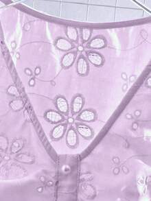 GlowEve 女款刺繡布料鏤空度假襯衫 - 淡紫色 - 查看 6