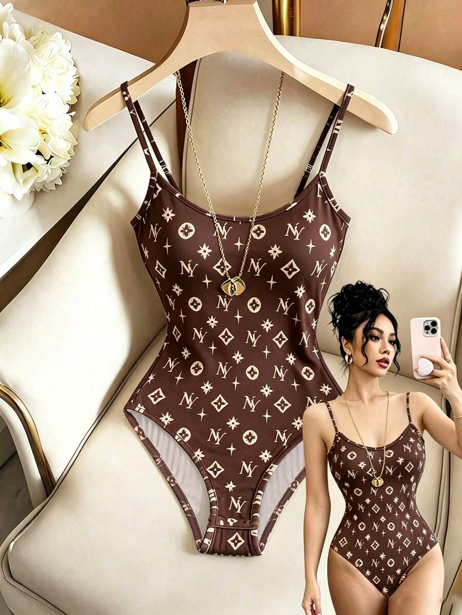 SHEIN Franclia 全印花細肩帶連身衣,休閒夏季款 - 彩色 - 查看 1