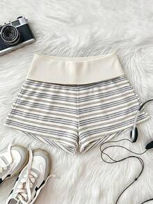 SHEIN Tween女孩夏季休閒條紋短褲 - 彩色 - 查看 5