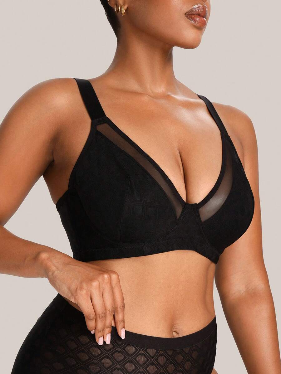Barelissa Set de 2 sujetadores cómodos de estilo minimalista para tallas grandes - Negro - Ver 1