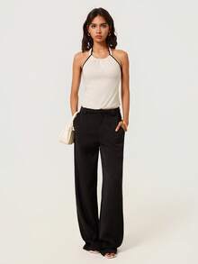 SHEIN BASICS Damen Sommer Lässig Rückenfrei Neckholder Bodysuit - Weiss - Übersicht 6