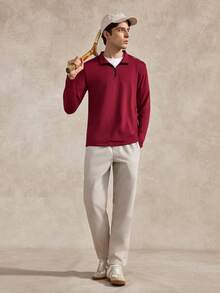 Courvante Tennis 1 Stück Herren Lässig Chino Hose mit Kordelzug Bund, Beige Sommer Städtetrip Leicht Gerader Schnitt, Hoher Bund Old Money Modisch Geschenk - Aprikosenfarben - Übersicht 7