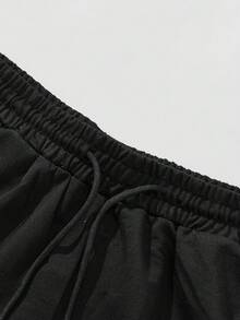 Manfinity LEGND Quần short nam phong cách tôn giáo Mỹ, họa tiết thiên thần vintage, in mài cũ phong cách vintage, các vị thánh và thiên thần, niềm tin, mặc hàng ngày - màu đen - Xem 4