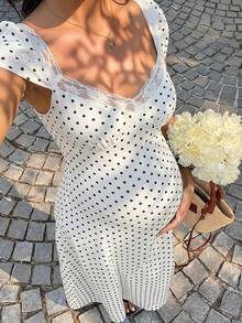 SHEIN 孕婦夏季優雅波點印花洋裝 - 彩色 - 查看 7
