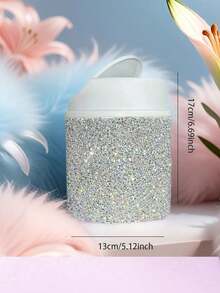 1PC Diamond-Encrusted Trash Can, Suitable For Dressing Table, Bedroom And Study, With A Rotating Lid Design For Desktop Use. - Multicolor - View 14
