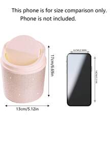 1PC Diamond-Encrusted Trash Can, Suitable For Dressing Table, Bedroom And Study, With A Rotating Lid Design For Desktop Use. - Multicolor - View 4