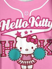 HELLO KITTY AND FRIENDS | SHEIN 大尺碼女款字母卡通印花休閒百搭日常短袖T恤 - 白色 - 查看 4