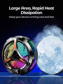Teckwe Magnetic Semiconductor Phone Tablet Cooler, RGB Digital Display Gaming Radiator, Fast Cooling Portable Magnetic Heat Sink For Mobile Phone Gaming Live Streaming - View 2