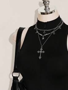 SHEIN ICON 女款性感時尚拉鍊修身連身褲 - 黑色 - 查看 6