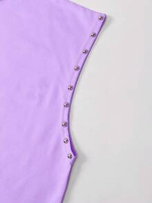 ROMWE MEN Camiseta sin mangas holgada con remaches casual de verano para hombre - Morado - Ver 4