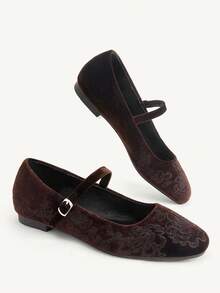 CUCCOO CHICEST 女款花卉刺繡棕色平底鞋 優雅復古新中式風格 - 咖啡棕 - 查看 3