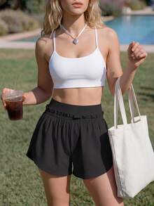 Sovereign Charm Casual Versatile 2 In 1 Fitted Shorts With Storage Lining, Comfortable Sports Shorts - Black - View 4