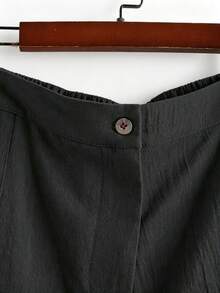 Linhara Plus Size Women's Casual Soft Form Solid Color Summer Shorts Formal Hiking Gray Vacation - Black - View 5